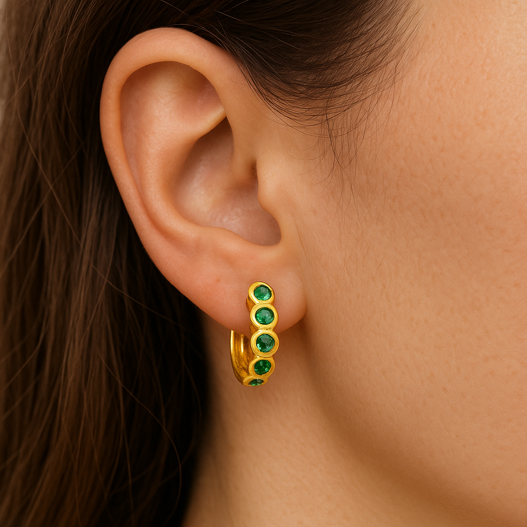 Emerald Halo Hoops