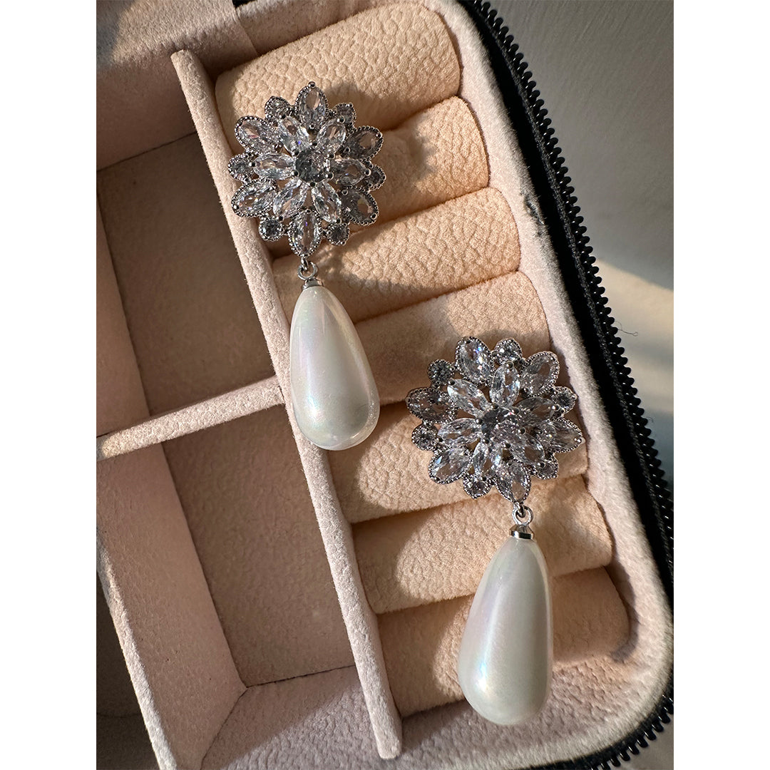 Crystal Pearl Drop Earrings