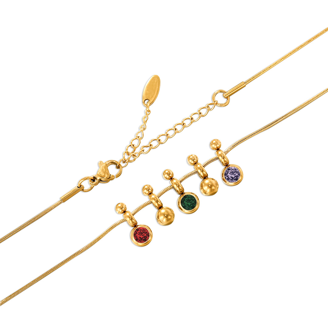 Golden Orbit Gemstone Necklace