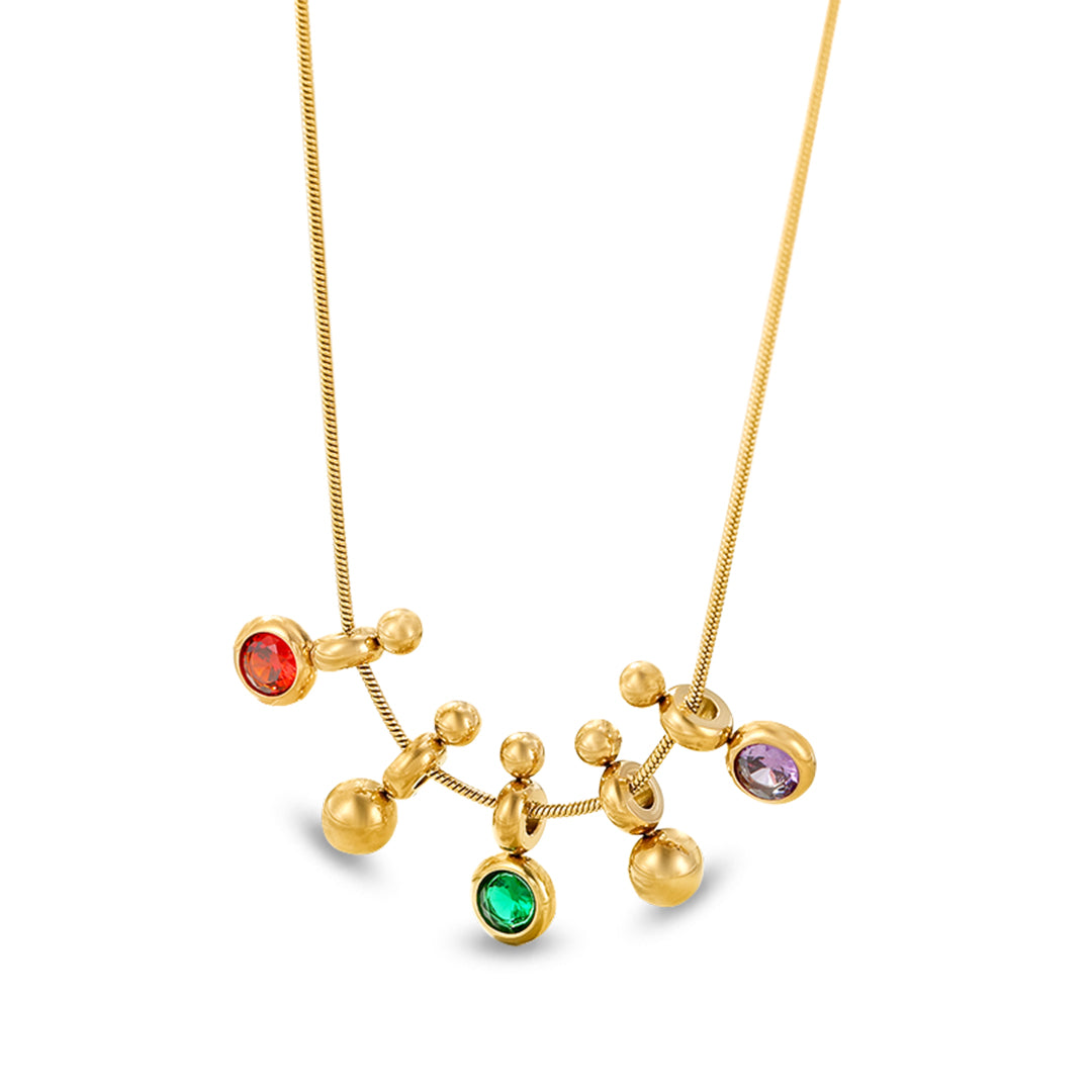 Golden Orbit Gemstone Necklace