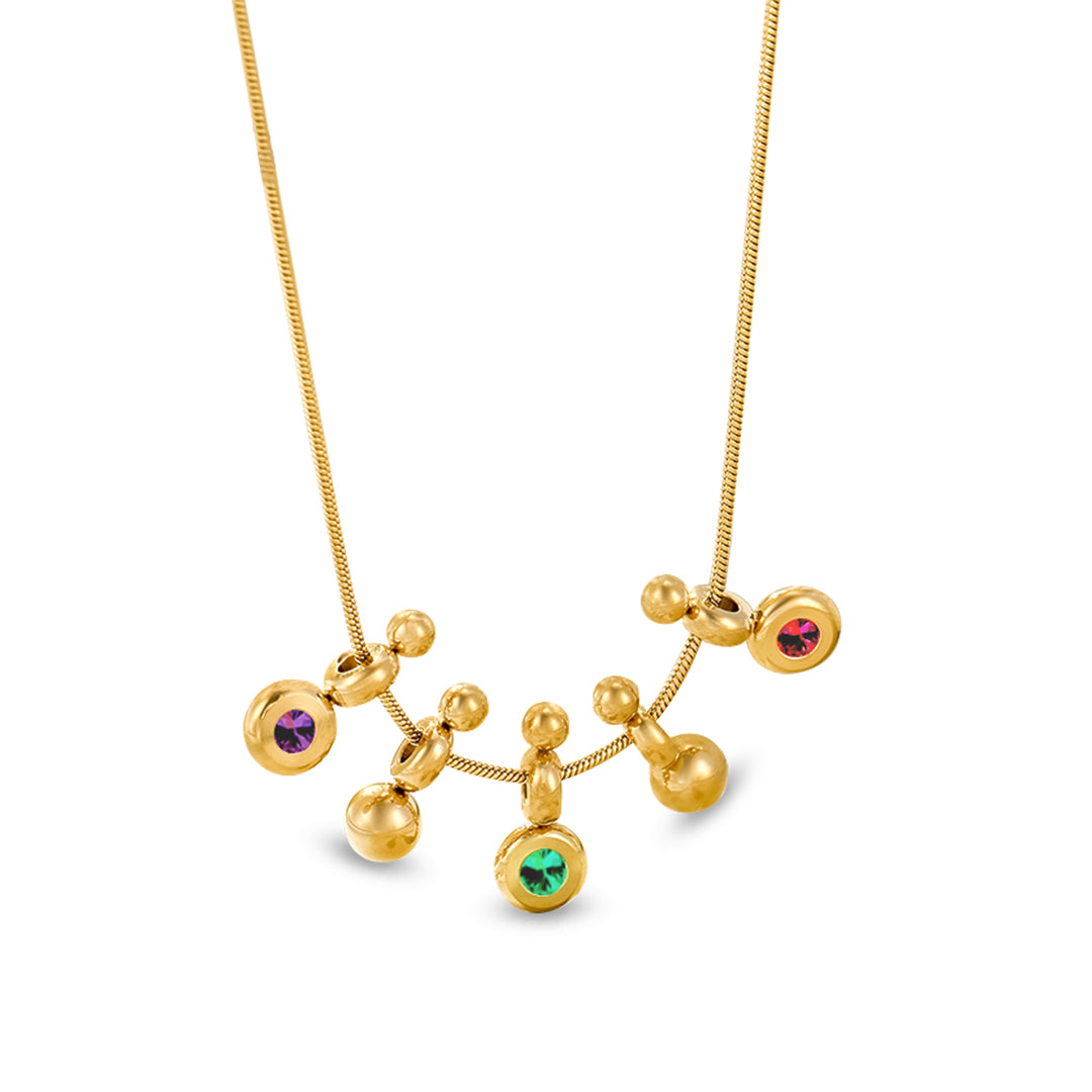 Golden Orbit Gemstone Necklace