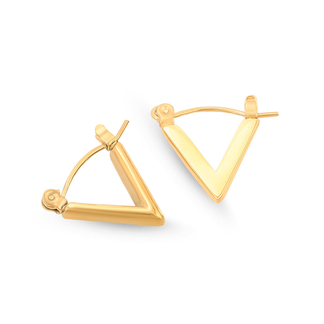 V Shaped Gold Hoop Earrings