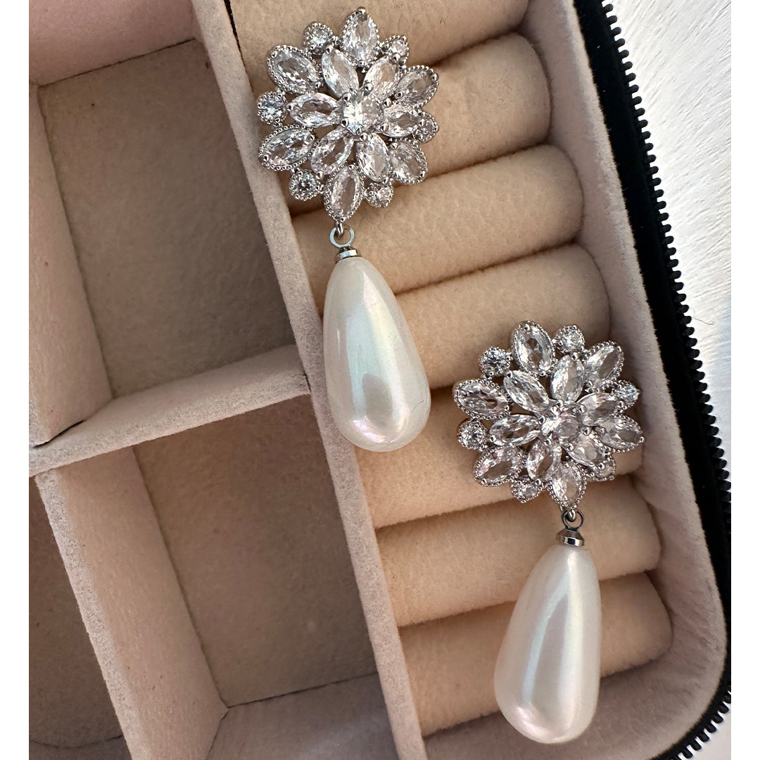 Crystal Pearl Drop Earrings