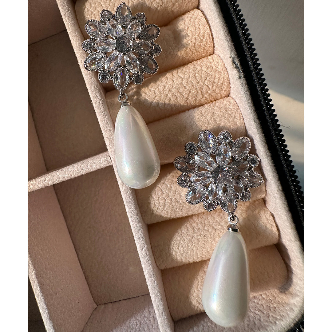 Crystal Pearl Drop Earrings