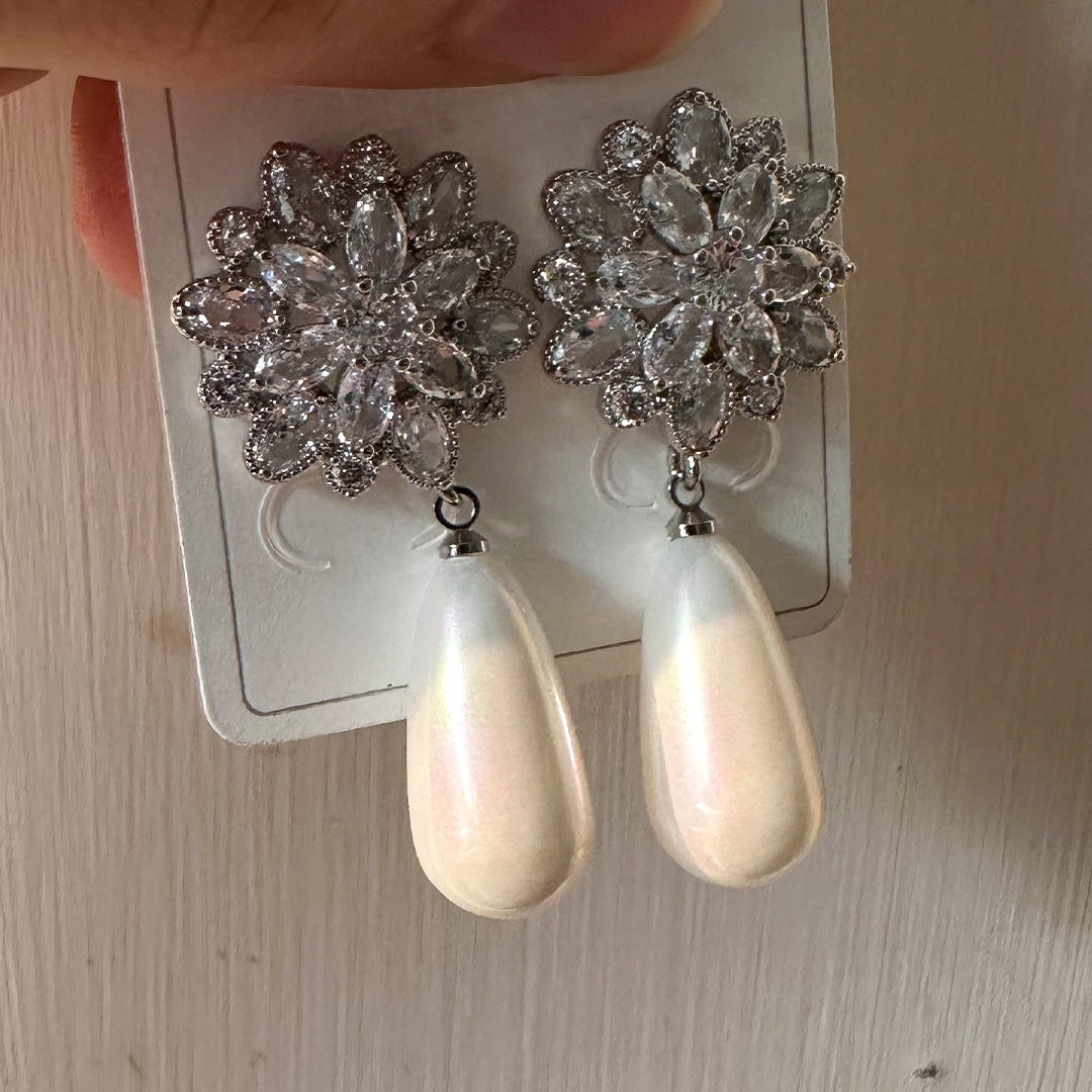 Crystal Pearl Drop Earrings