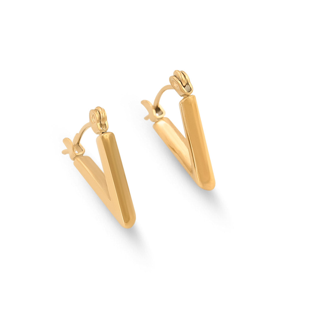 V Shaped Gold Hoop Earrings