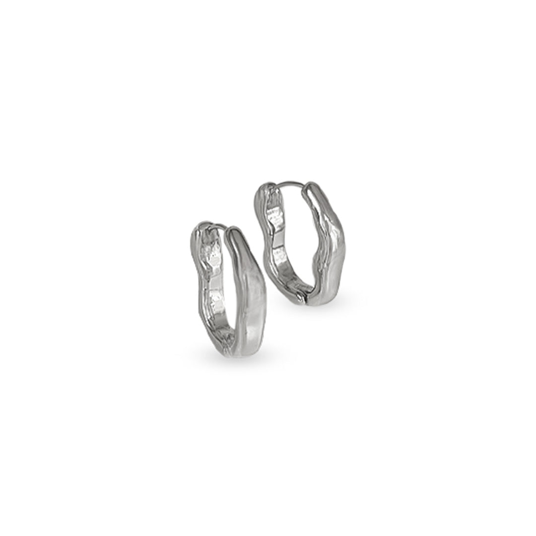Wavy Silver Hoops