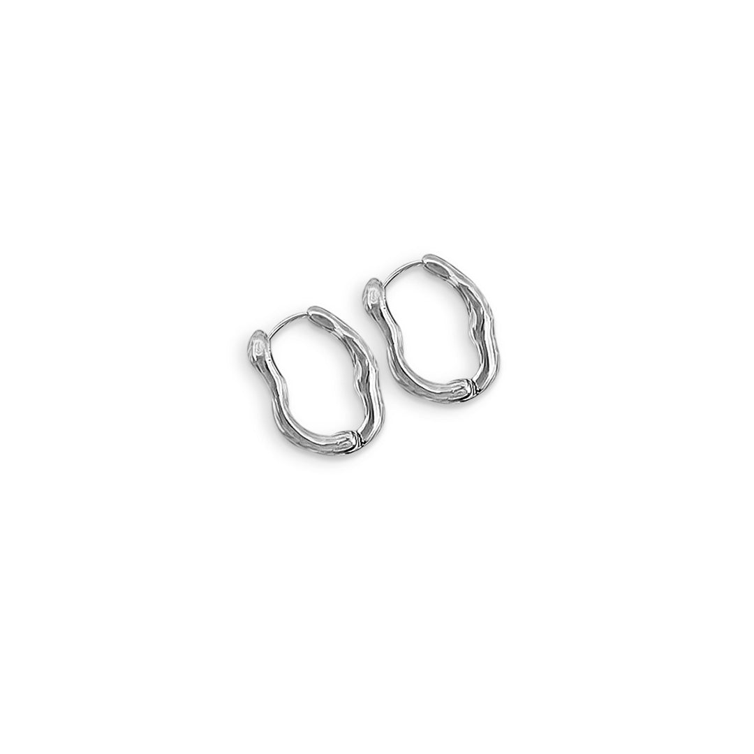 Wavy Silver Hoops