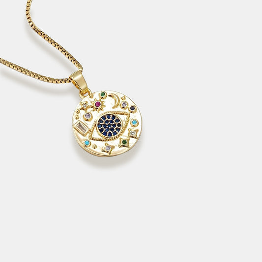 Golden Stainless Steel Star BlueEyes Necklace