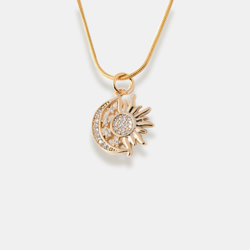 Moon and Sun Shape Pendant Necklace