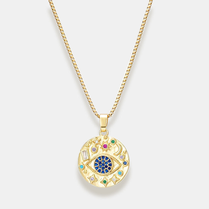 Golden Stainless Steel Star BlueEyes Necklace