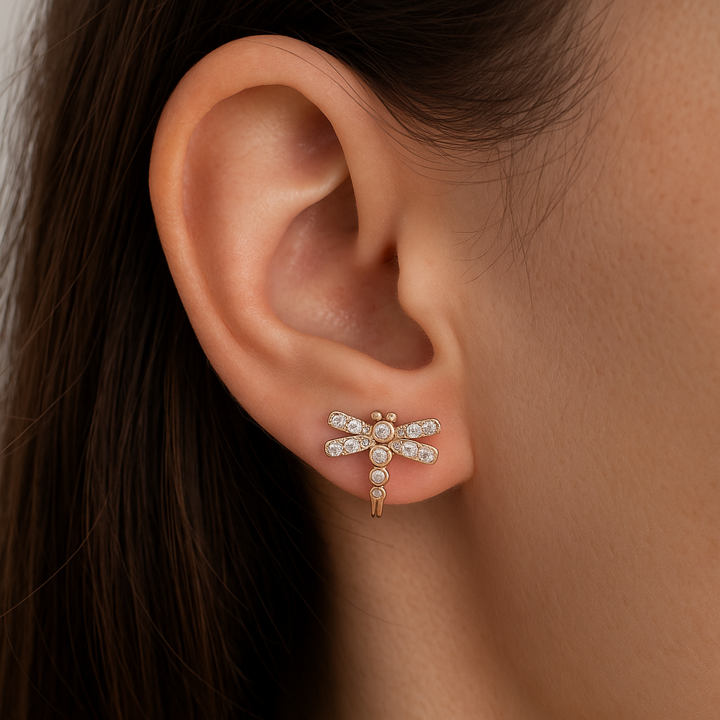 Crystal Dragonfly Stud Earrings