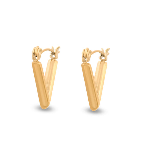 V Shaped Gold Hoop Earrings
