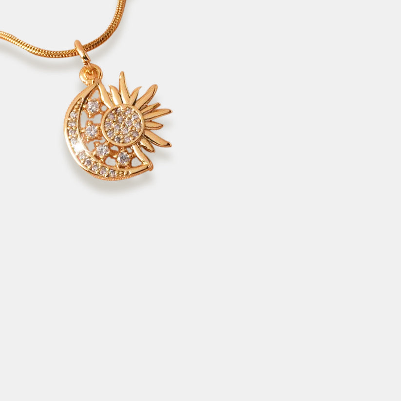 Moon and Sun Shape Pendant Necklace