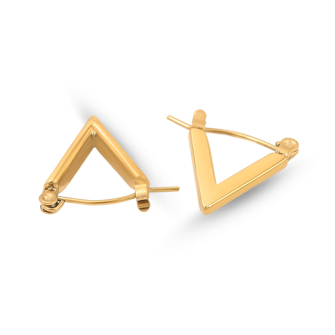 V Shaped Gold Hoop Earrings